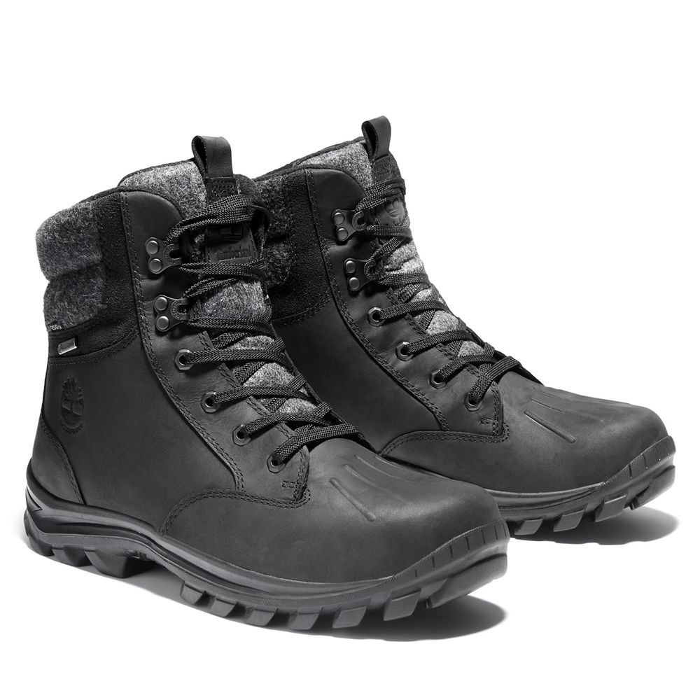 Timberland Mens Snow Boots Chillberg Mid Waterproof - Black - India RT0653924